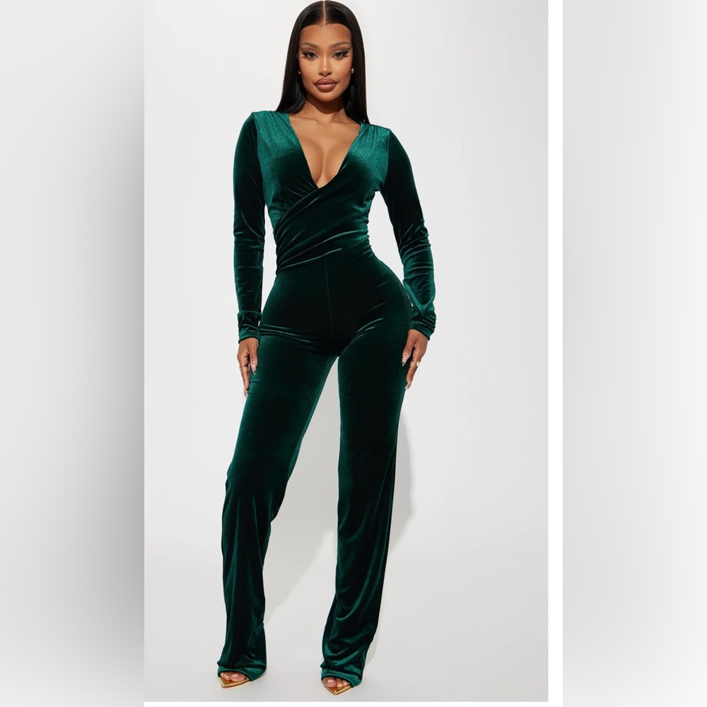 Emerald Green Velvet Jumpsuit